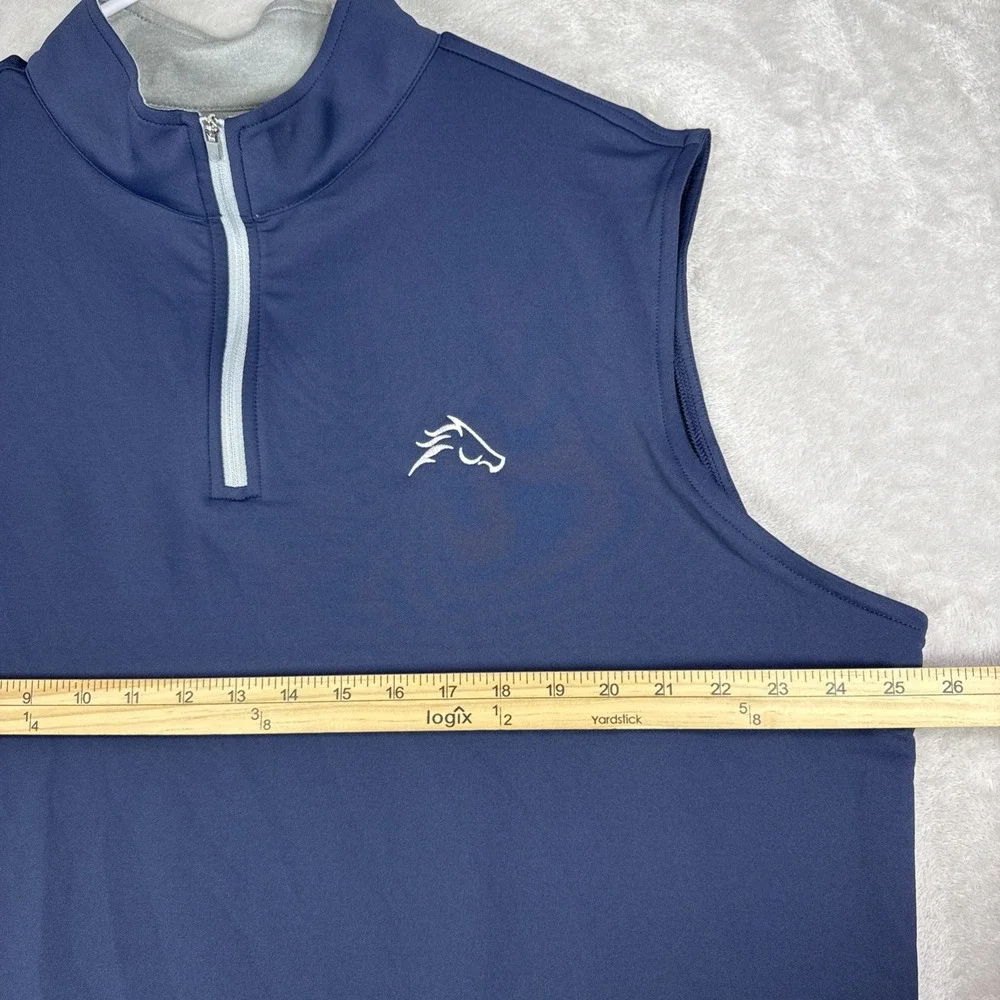 Peter Millar Galway Stretch Loop Terry Quarter Zip Vest XL Mens Blue Golf